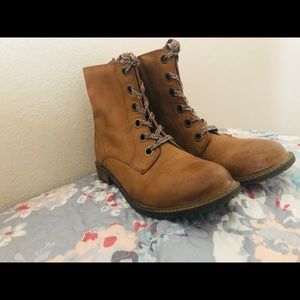 Brown lace up boots